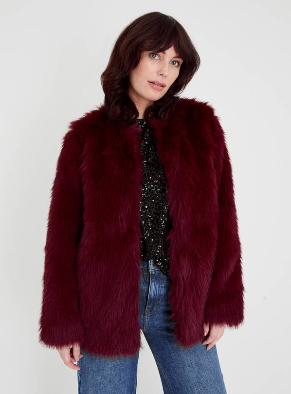 Red fur shop jacket